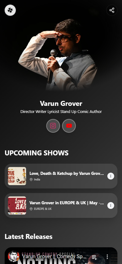 BioPage profile of Varun Grover - Writer using our link in bio tool